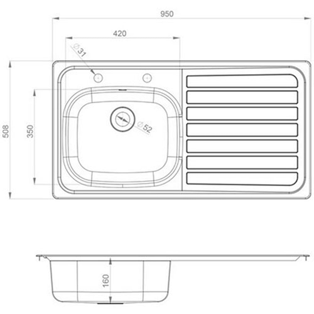 Leisure Lexin 1.0 Bowl Satin Stainless Steel Kitchen Sink RHD LE95R/