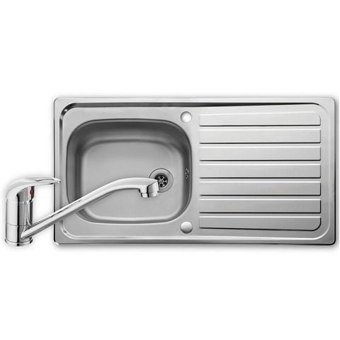 Leisure Lexin 1.0 Bowl Satin Stainless Steel Kitchen Sink, Waste & Tap LN95/TMO35
