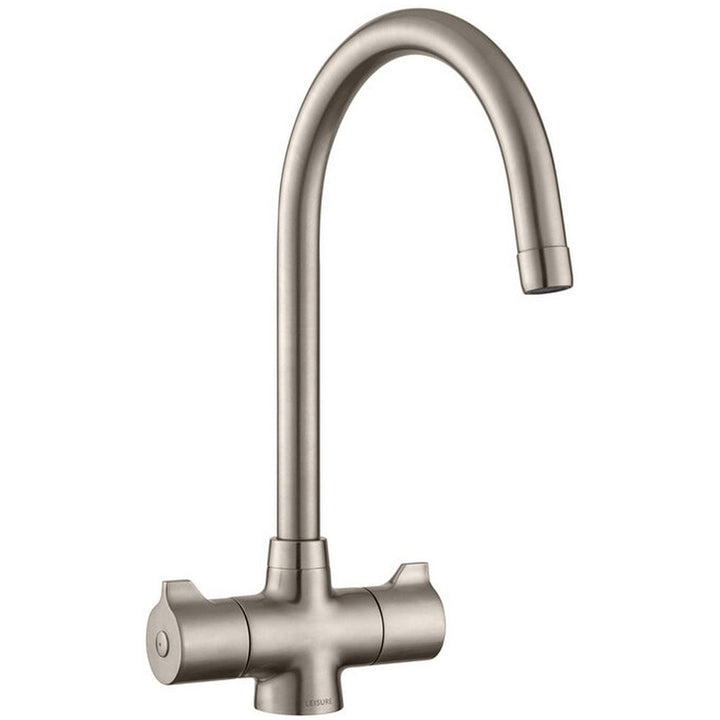 leisure-aquaclear-satin-steel-twin-lever-kitchen-sink-filter-tap-taqclearsat-fil-
