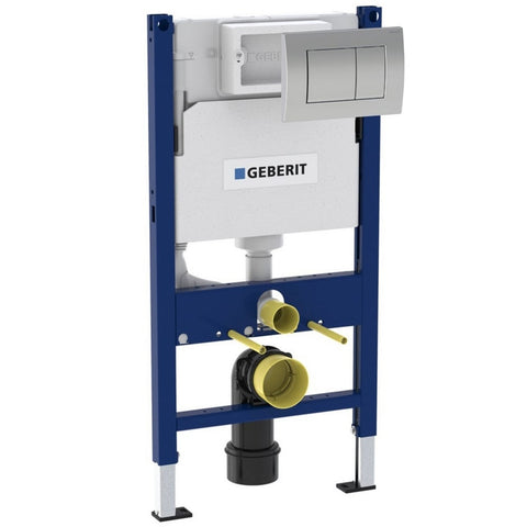 Geberit Delta Blue Frame 98cm & Cistern For Wall-Hung WC, Plus Delta30 Flush Plate