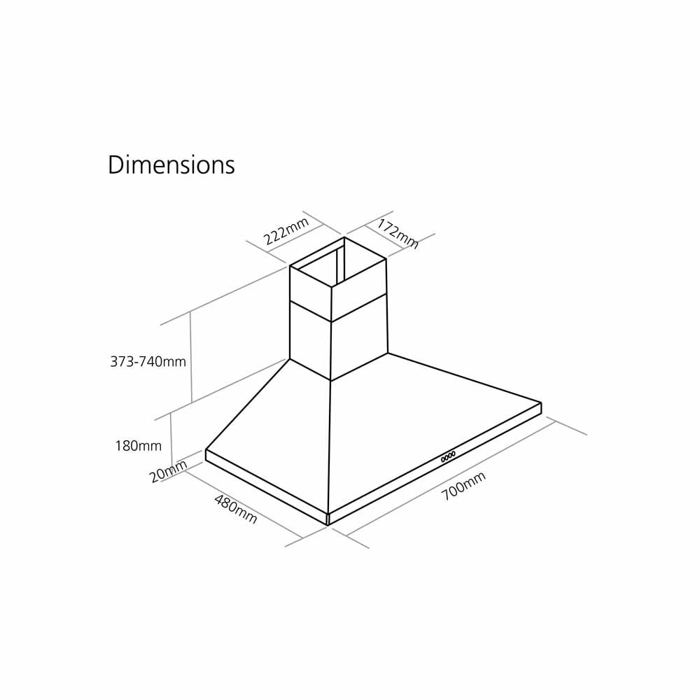 Caple 70cm Stainless Steel Wall Chimney Hood CCH701