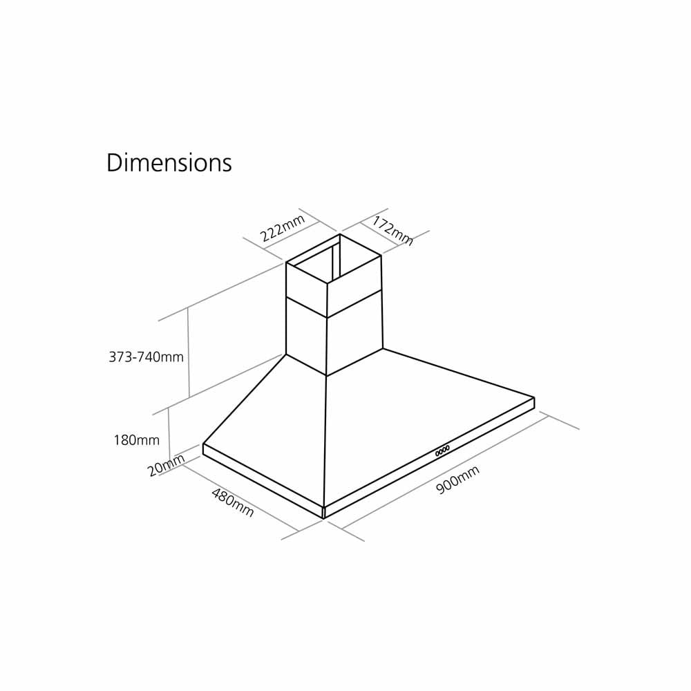 Caple 90cm Black Wall Chimney Hood CCH901BK