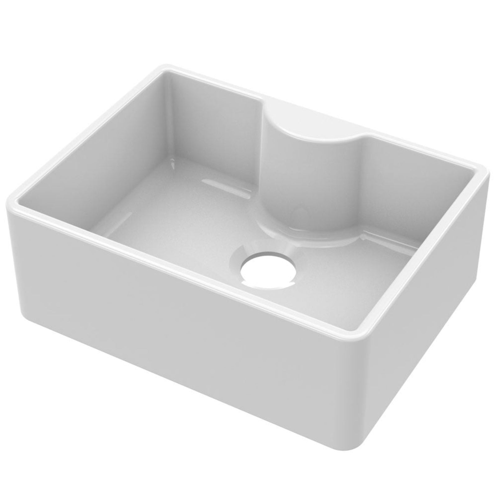 LSC Butler 595 1.0 Bowl White Ceramic Kitchen Sink with Tap Ledge and Waste Options