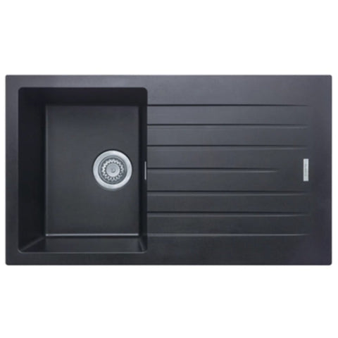 CDA 1.0 Bowl Granite Black Inset Kitchen Sink & Waste KD100BL