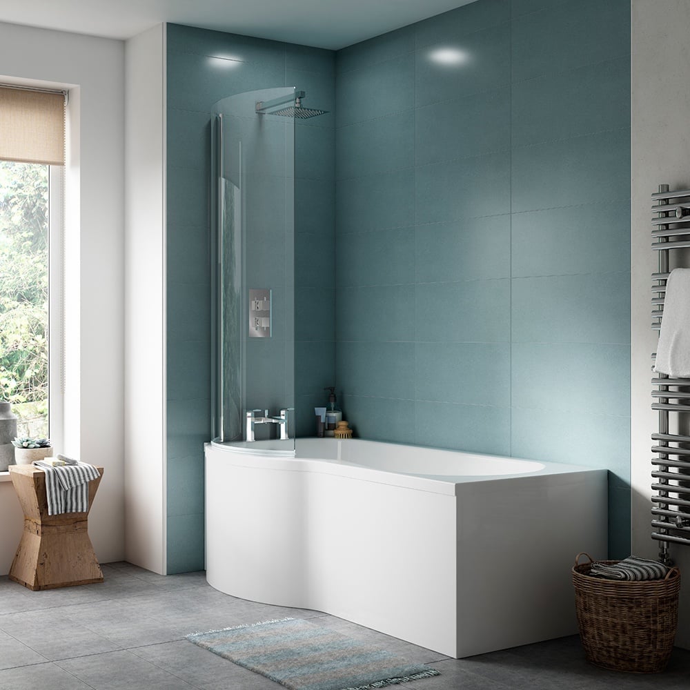Nuie White Acrylic B-Shaped Shower Bath Front Panel 1700mm - WBB200