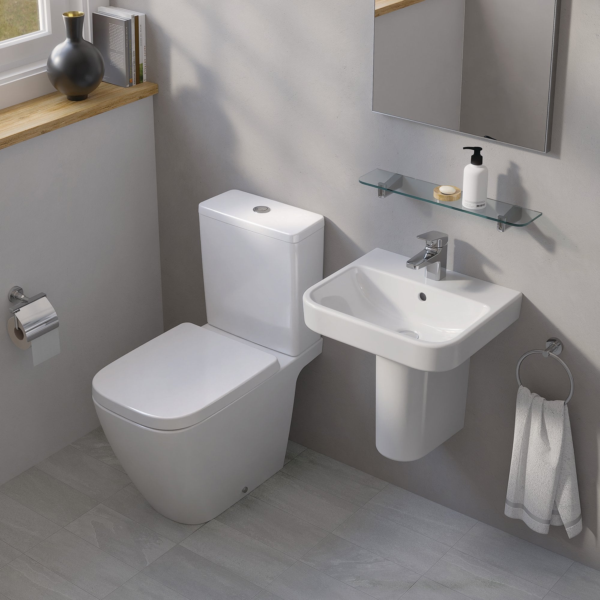 Ideal Standard I.Life B Close Coupled Toilet Bowl with Horizontal Outlet and Rimls+ Technology