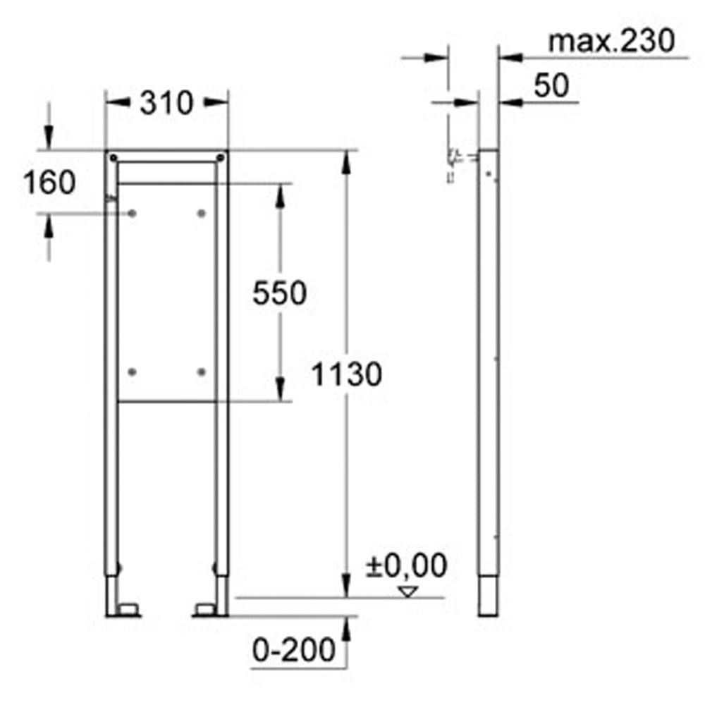 Grohe Rapid SL Fixing Element, 1.13 m Installation Height - 38559001