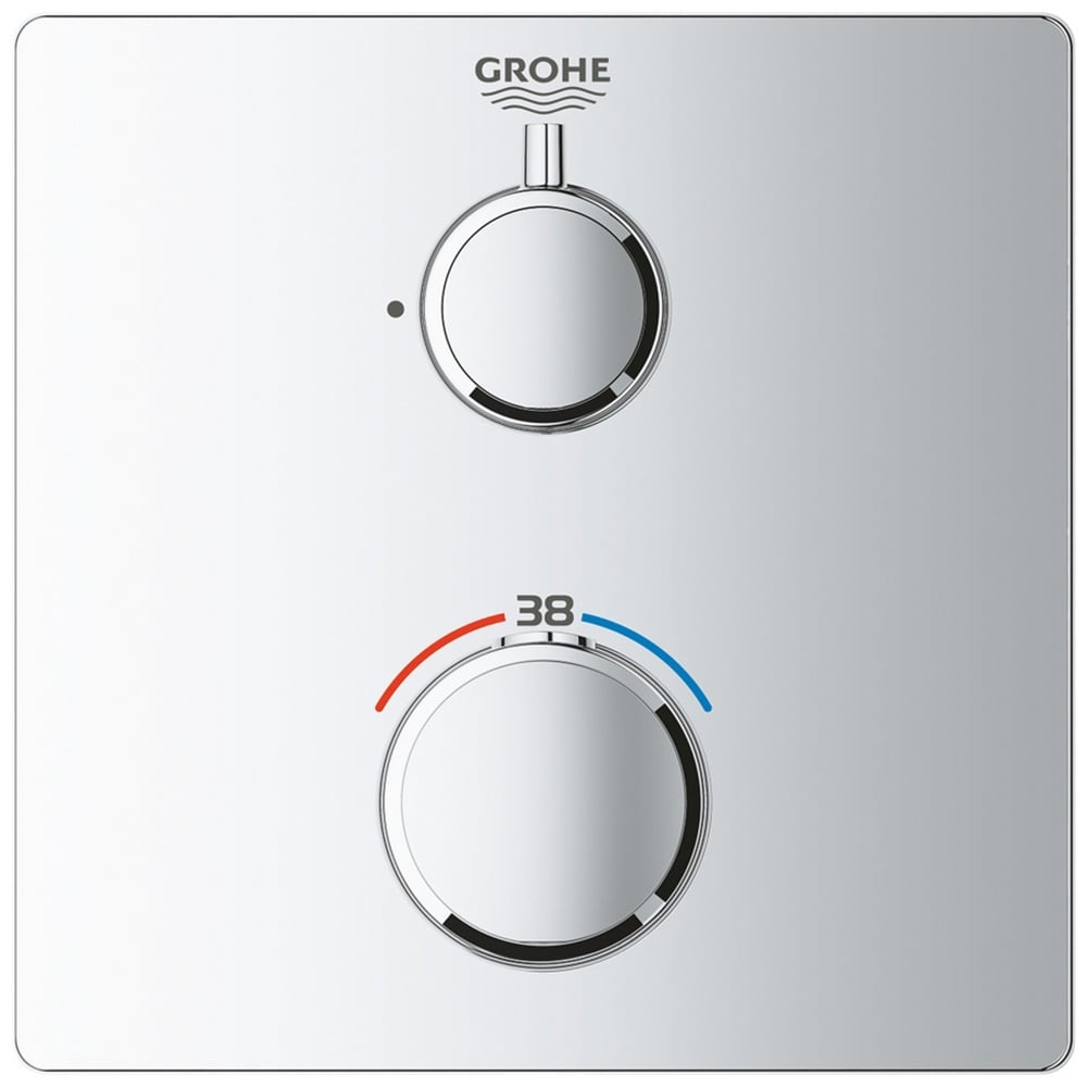 Grohe Grohtherm Chrome Thermostatic Mixer For 1 Outlet With Shut Off Valve - 24078000