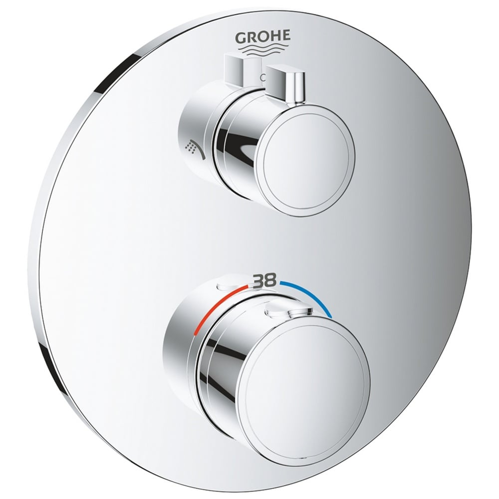 Grohe Grohtherm Chrome Thermostatic Shower For 2 Outlets With Integrated Shut Off/Diverter Valve - 24076000