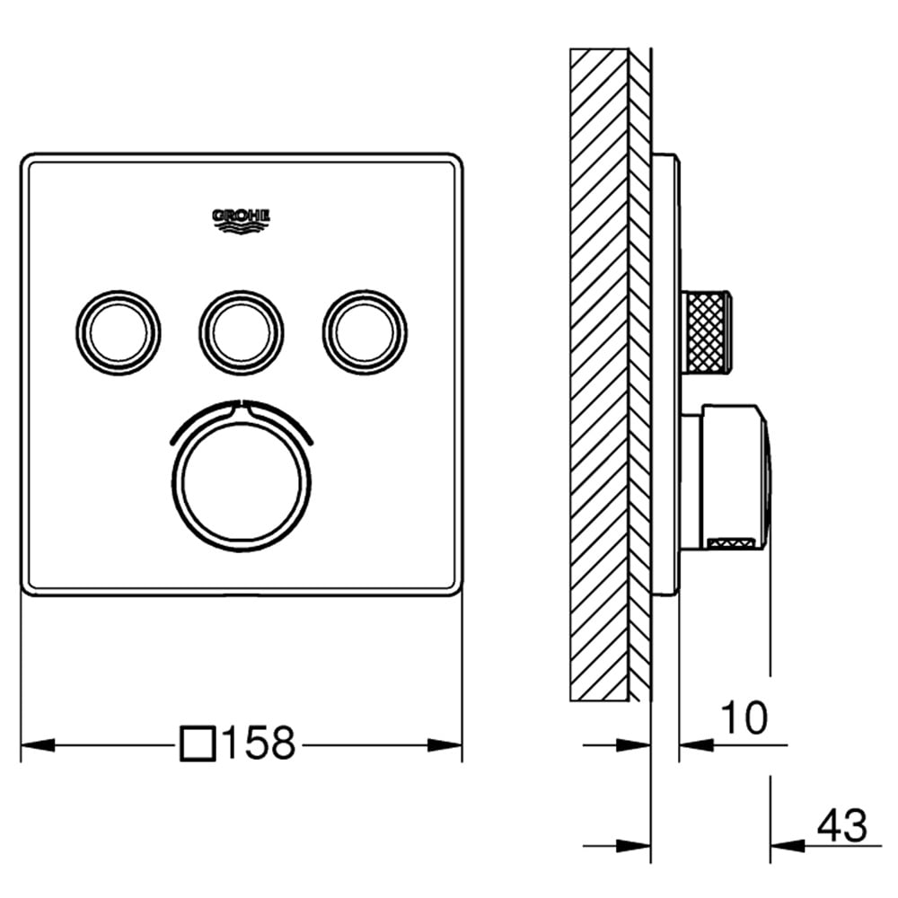 Grohe Smartcontrol Chrome Concealed Mixer With 3 Valves - 29149000