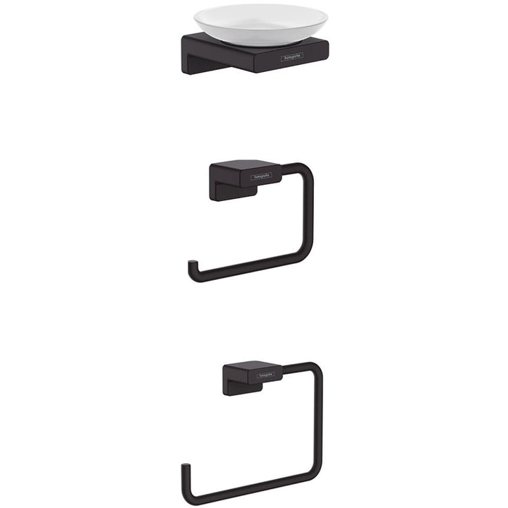 hansgrohe-addstoris-matt-black-cloakroom-with-soap-dish-towel-ring--roll-holder-