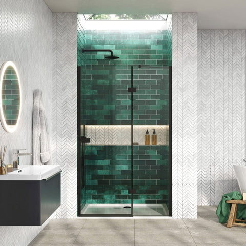 Scudo 6mm Hinged Door & In-line Shower Enclosure with Black Conversion Kit
