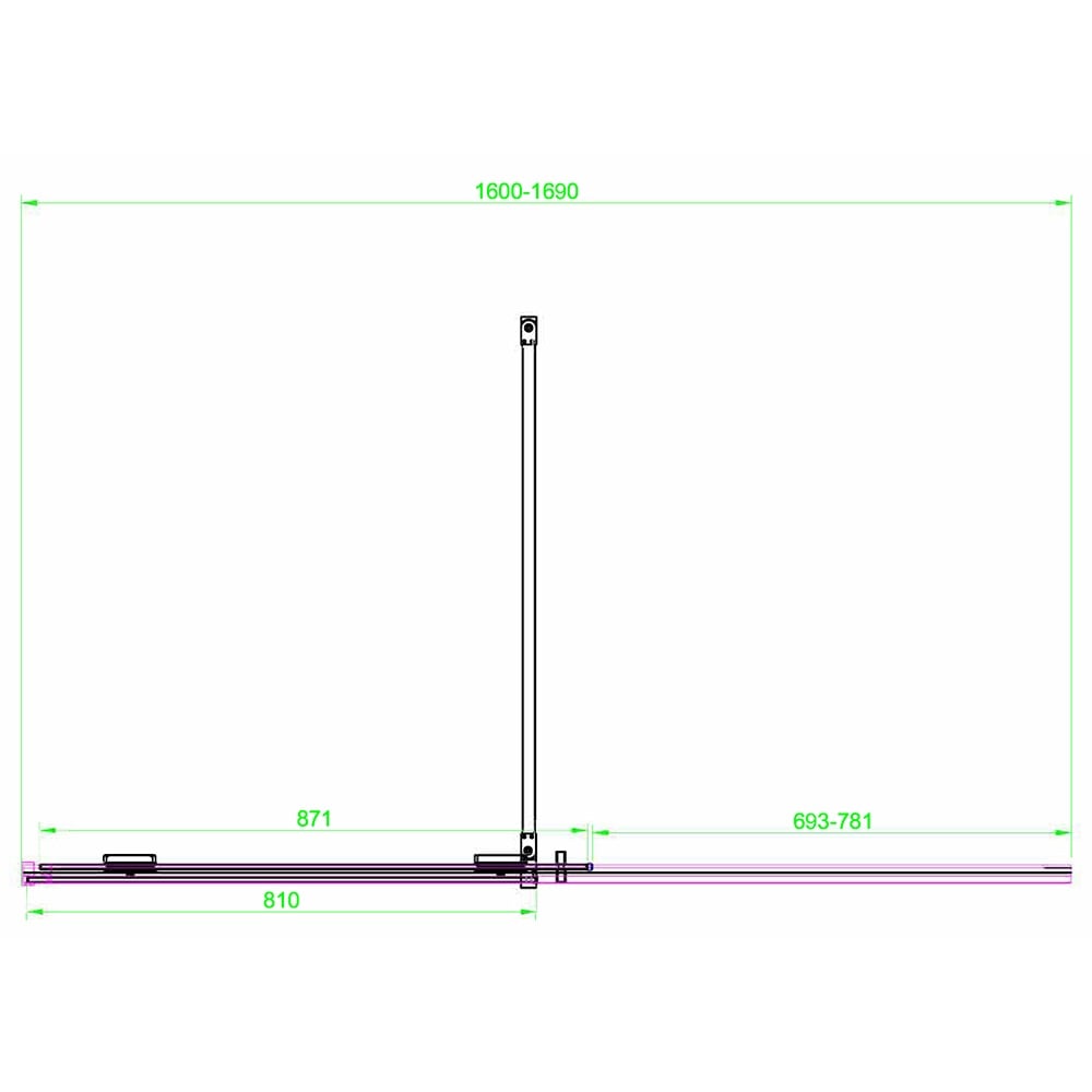 Scudo Momentum 8mm Sliding Door 1700mm x 2000mm with Chrome Door Profile & Accessories Pack