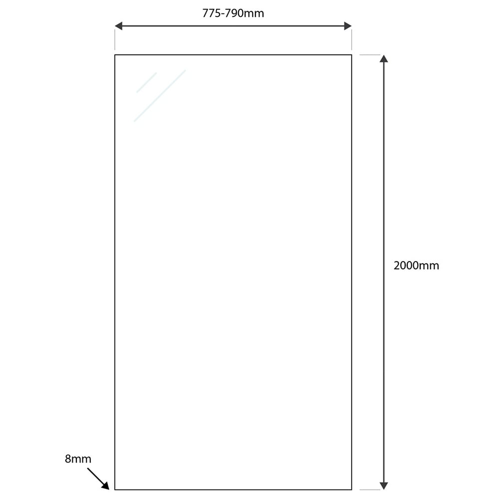 Scudo Momentum 8mm Side Panel 800mm x 2000mm with Gun Metal Side Panel Profile and Accessories Pack