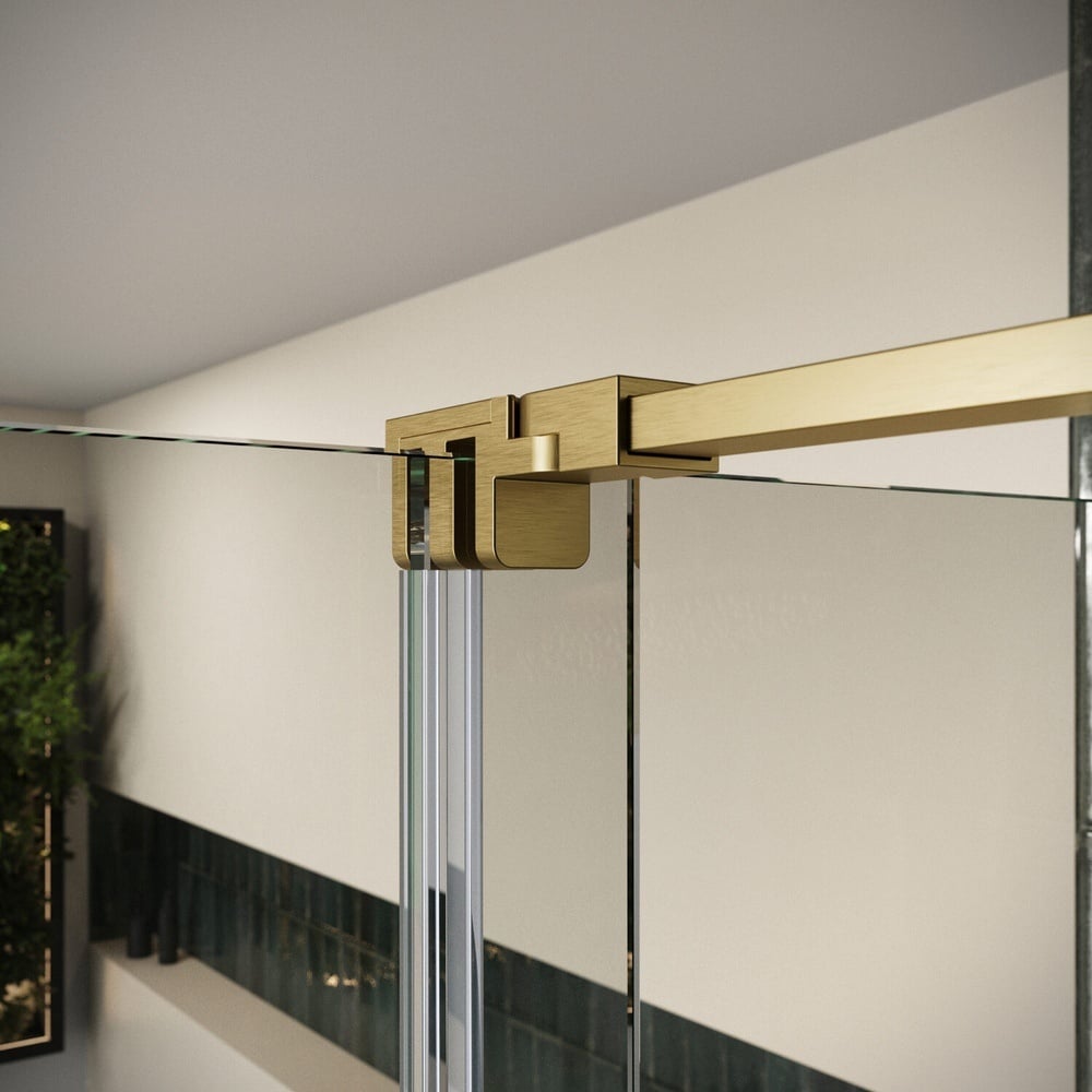 Scudo Momentum 8mm Sliding Door 1200mm x 2000mm with Brass Door Profile & Accessories Pack