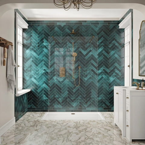 Scudo 10mm Glass Panel with Black Wall Profile and Bracing Bar for Shower Enclosures
