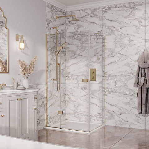 Scudo 6mm Frameless Side Panel with Brass Conversion Kit for Shower Enclosures
