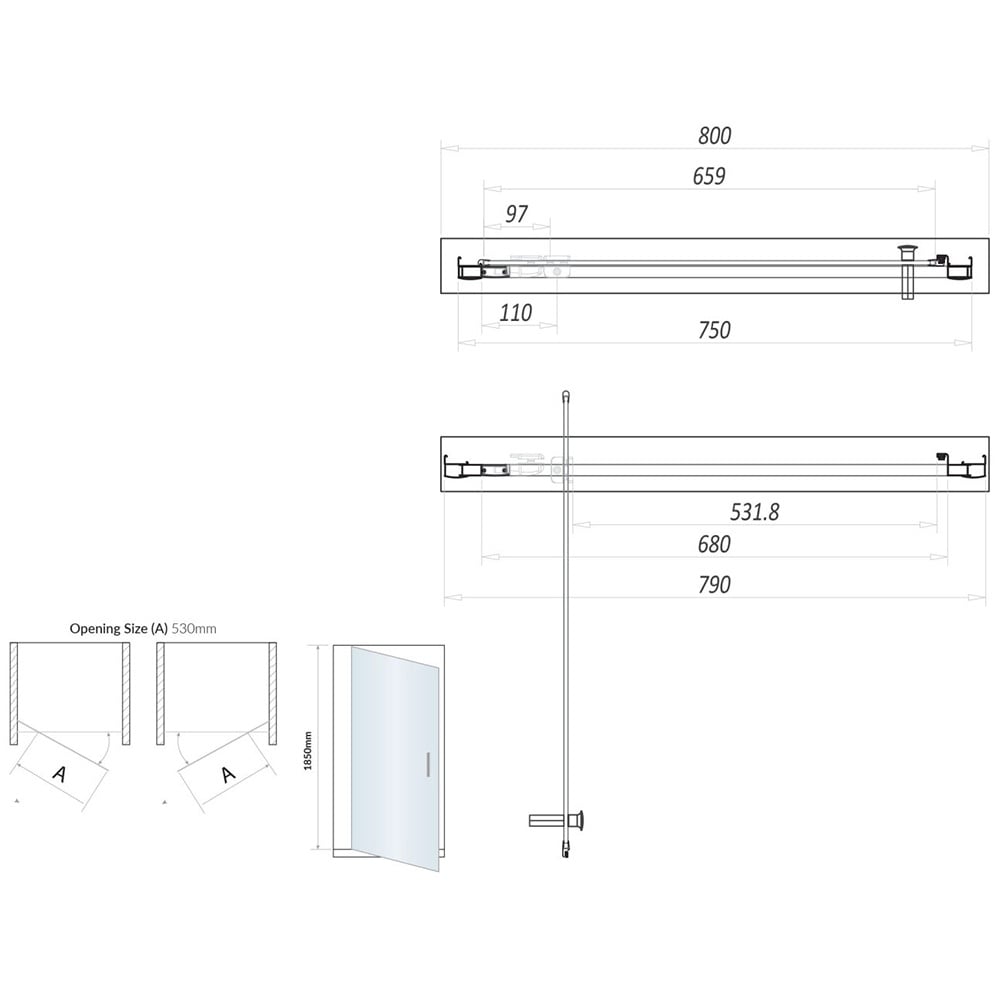 Scudo S6 Chrome Pivot Door 800mm - S6-GLASS019