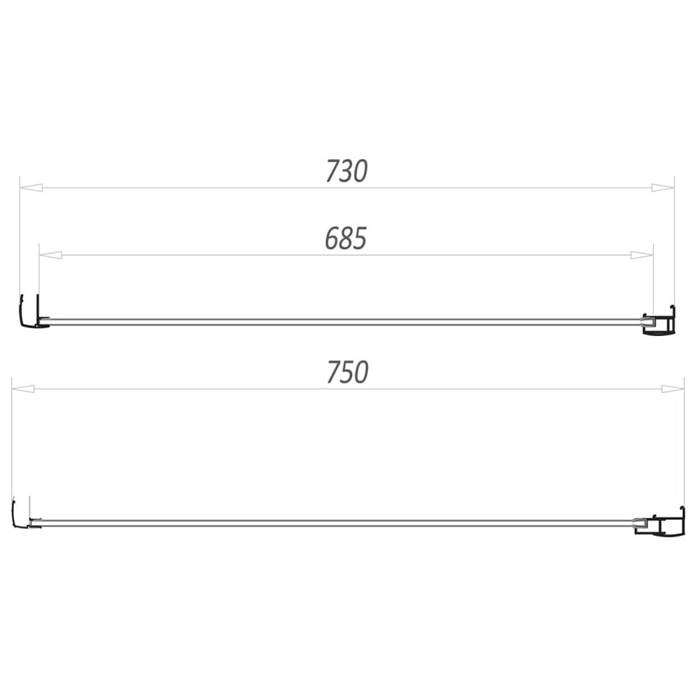 Scudo S6 Chrome Side Panel 760mm - S6-GLASS026