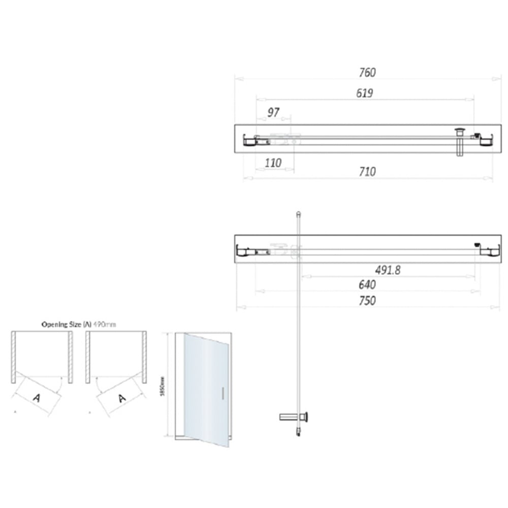 Scudo S6 Chrome Pivot Door 760mm - S6-GLASS018