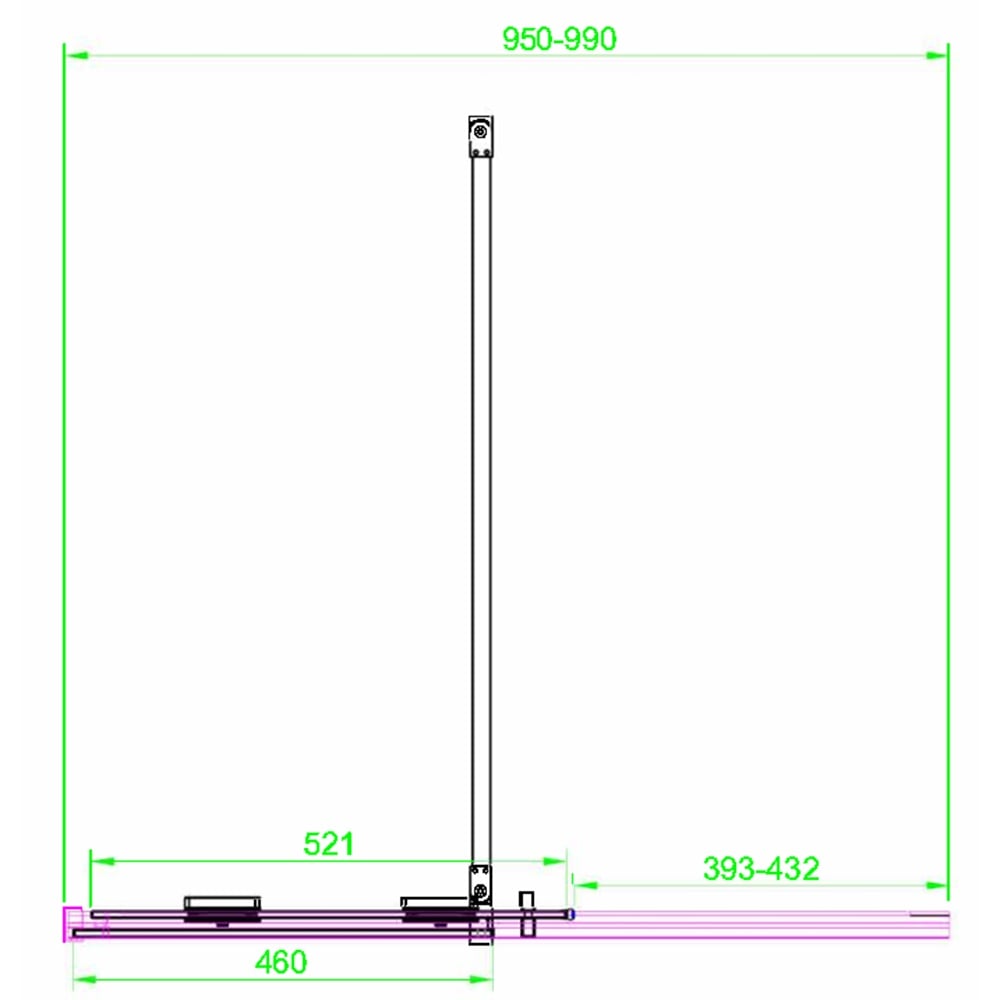 Scudo Momentum 8mm Sliding Door 1000mm x 2000mm with Black Door Profile & Accessories Pack