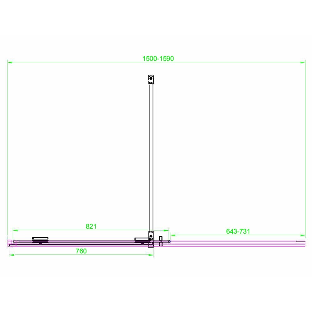 Scudo Momentum 8mm Sliding Door 1600mm x 2000mm with Chrome Door Profile & Accessories Packmentum 8mm