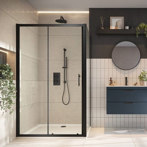 Scudo S6 Black Glass 6mm Sliding Door 1200mm - S6-BLKGLASS015