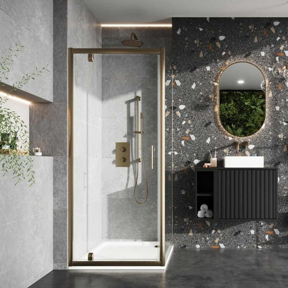 Scudo S6 Brushed Brass Side Panel 700mm - S6-BBGLASS025