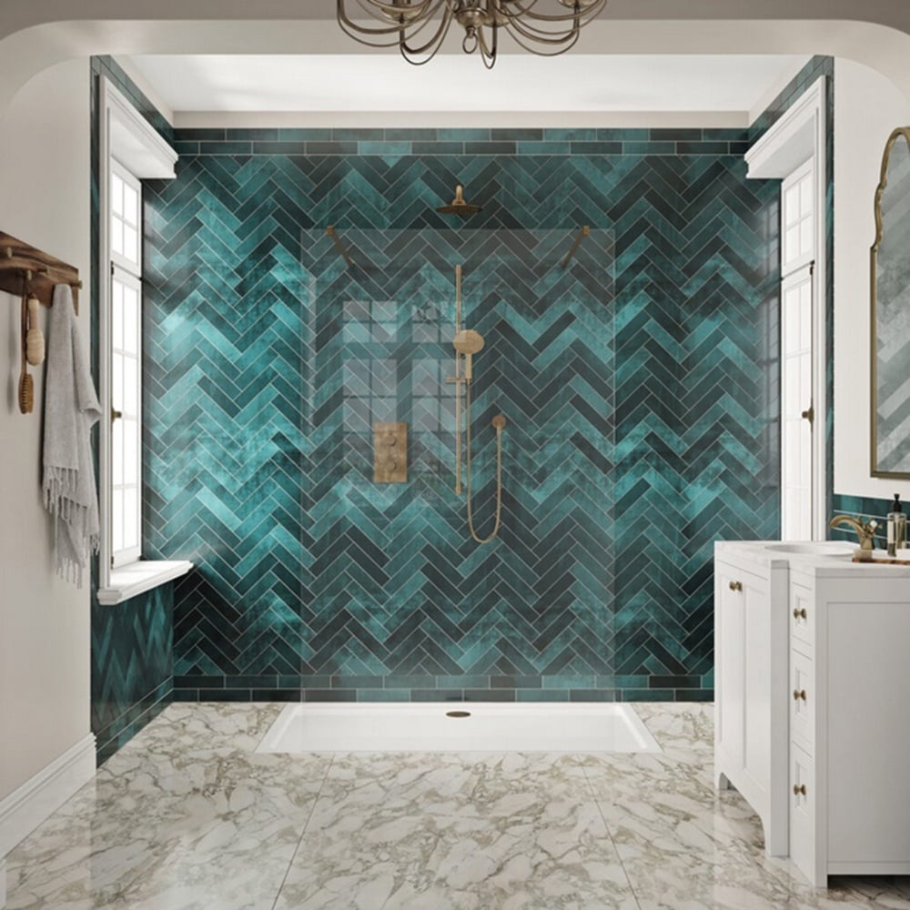 Scudo 10mm Glass Wetroom Panel 800mm with Gun Metal Wall Profile & Bracing Bar