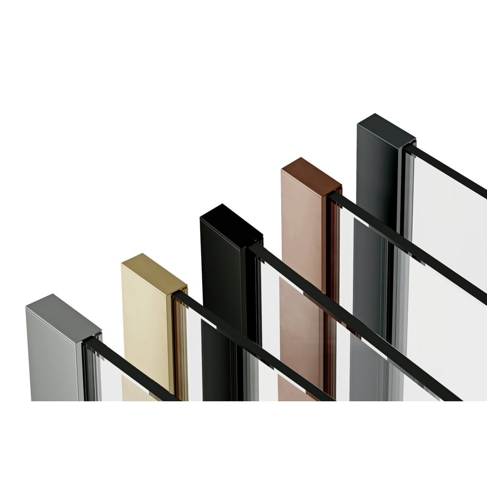 Scudo 10mm Glass Wetroom Panel 800mm with Gun Metal Wall Profile & Bracing Bar