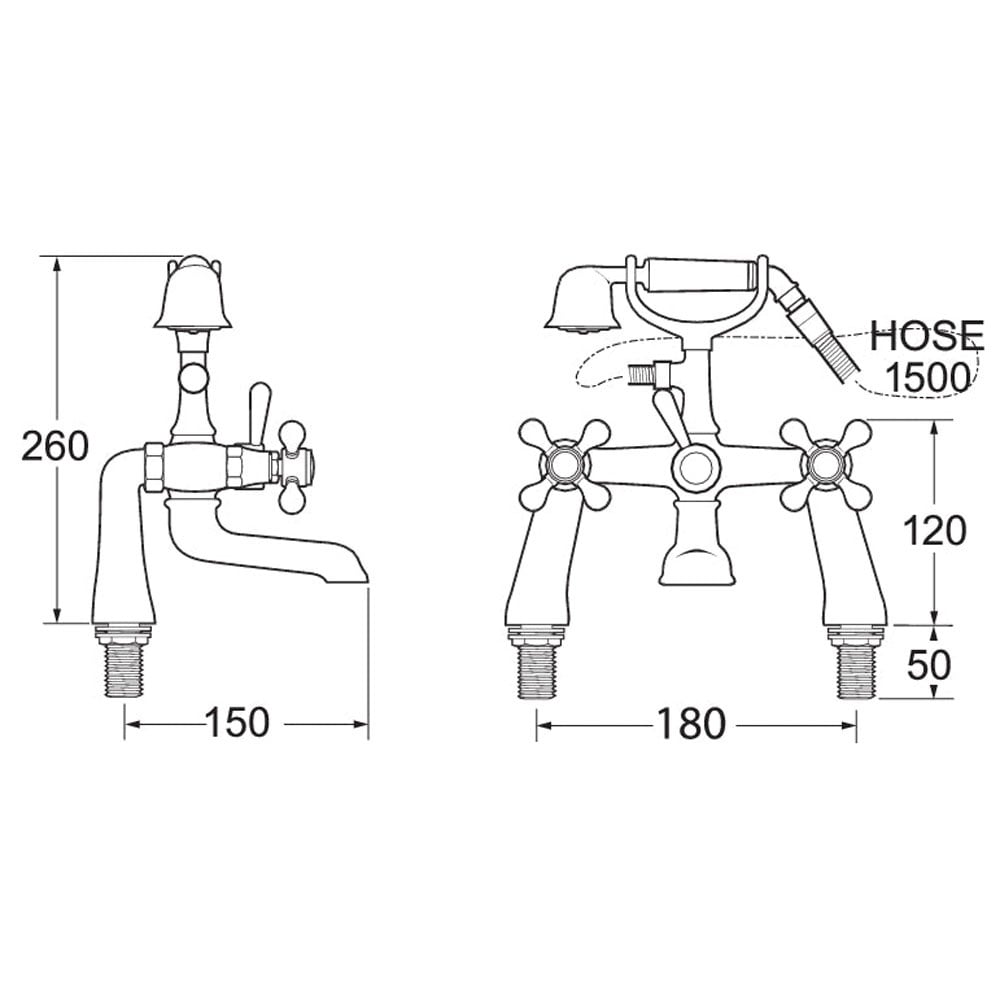 Deva Tudor Bath Shower & Basin Mixer Taps Pack Set