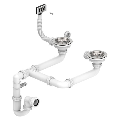 Leisure Chrome 1.5 Bowl 92mm Overflow Waste Kit with Pipework WAST03/