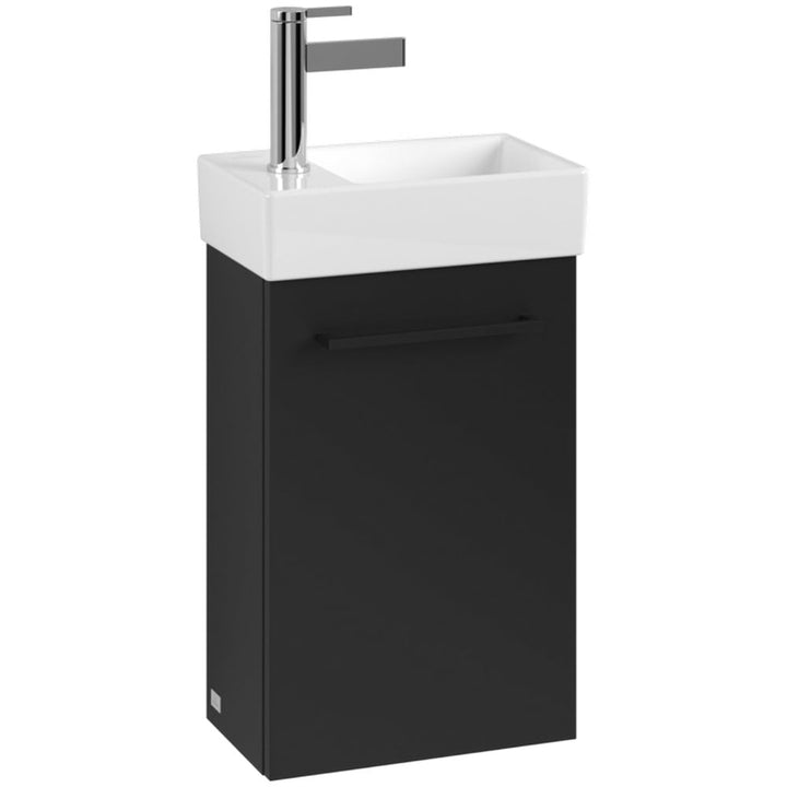 villeroy--boch-avento-volcano-black-350mm-wall-hung-vanity-unit-with-black-handles--basin-tap-on-left-