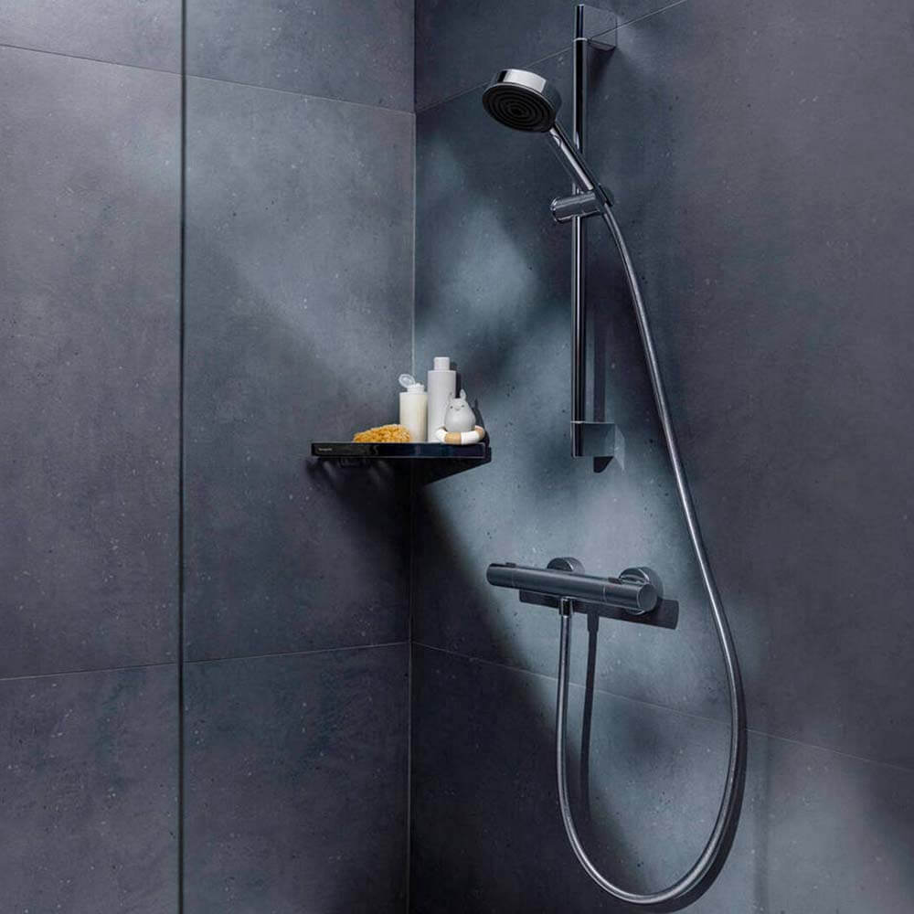 Hansgrohe Pulsify Select S Chrome Shower System 105 3 Jet Relaxation Ecosmart With Ecostat Fine and Shower Bar 65cm 24262000