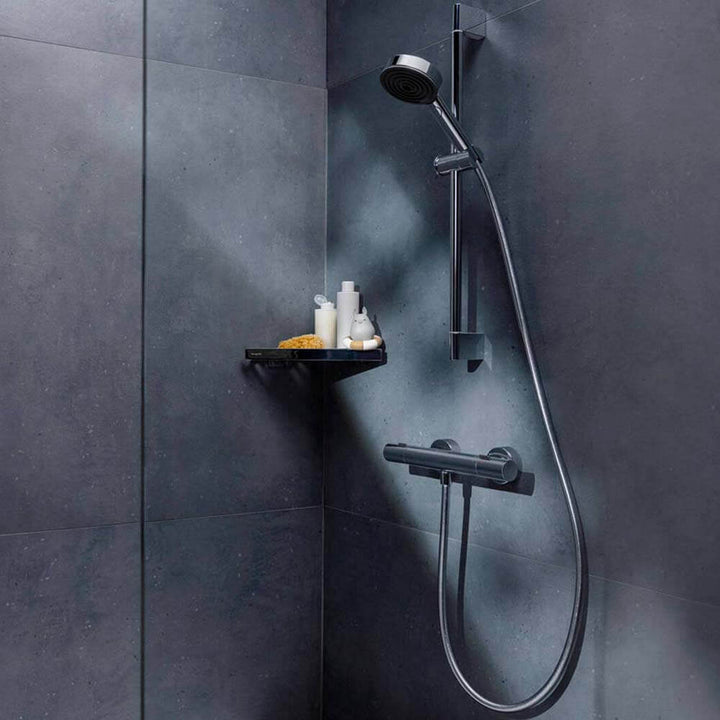 Hansgrohe Pulsify Select S Chrome Shower System 105 3 Jet Relaxation Ecosmart With Ecostat Fine and Shower Bar 65cm 24262000