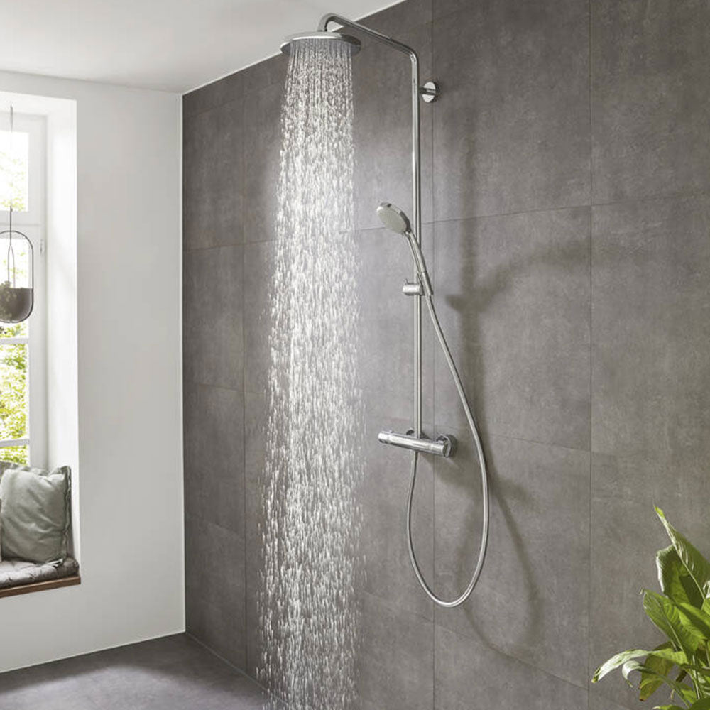 Hansgrohe Croma Chrome Showerpipe 220 1 Jet With Thermostatic Shower Mixer