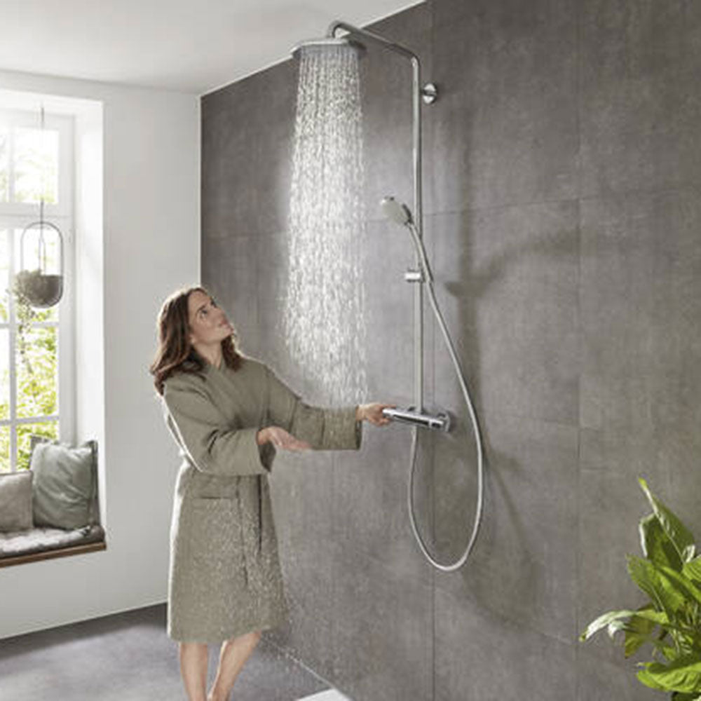 Hansgrohe Croma Chrome Showerpipe 220 1 Jet With Thermostatic Shower Mixer