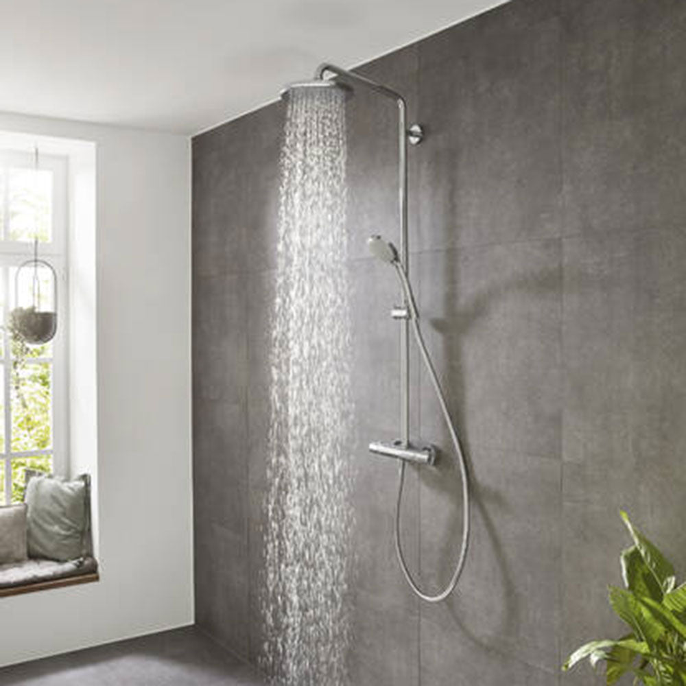 Hansgrohe Croma Chrome Showerpipe 220 1 Jet With Thermostatic Shower Mixer