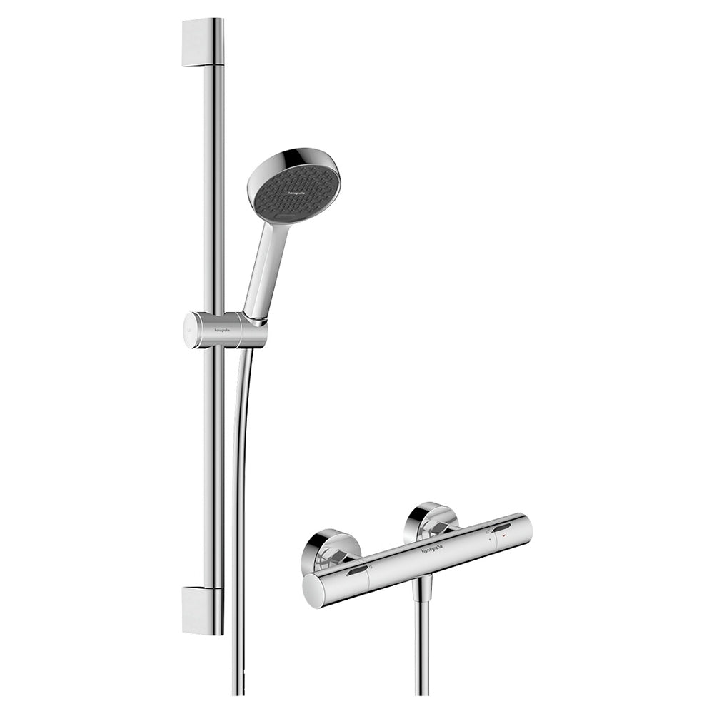 Hansgrohe Activera Select S Chrome Shower System For Exposed Installation 95 2 Jet Ecosmart With Ecostat Fine and Shower Bar 65cm 28876000