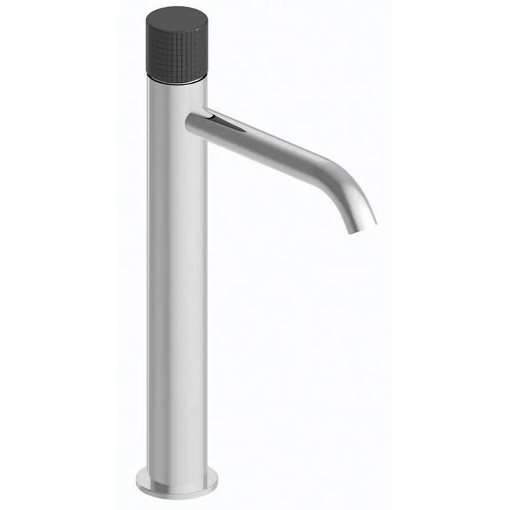 Paini Trenta Chrome Grip Tall Basin Tap with Black Handle 3GCR211PZLLSR