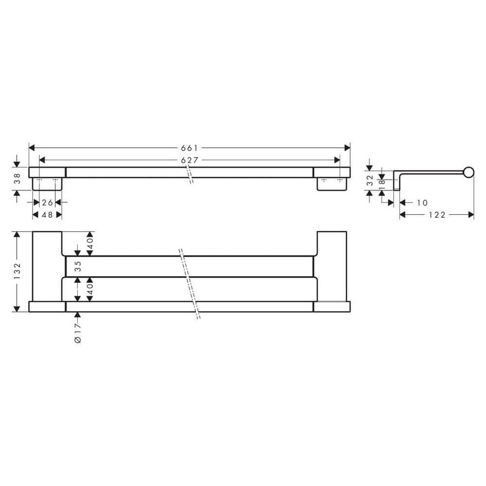 Hansgrohe Addstoris S Chrome Double Bath Towel Rail 41763000