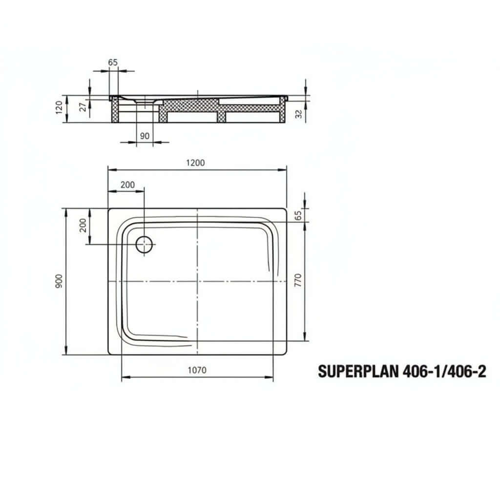 Kaldewei Superplan Rectangular White Shower Tray 1200 x 900mm