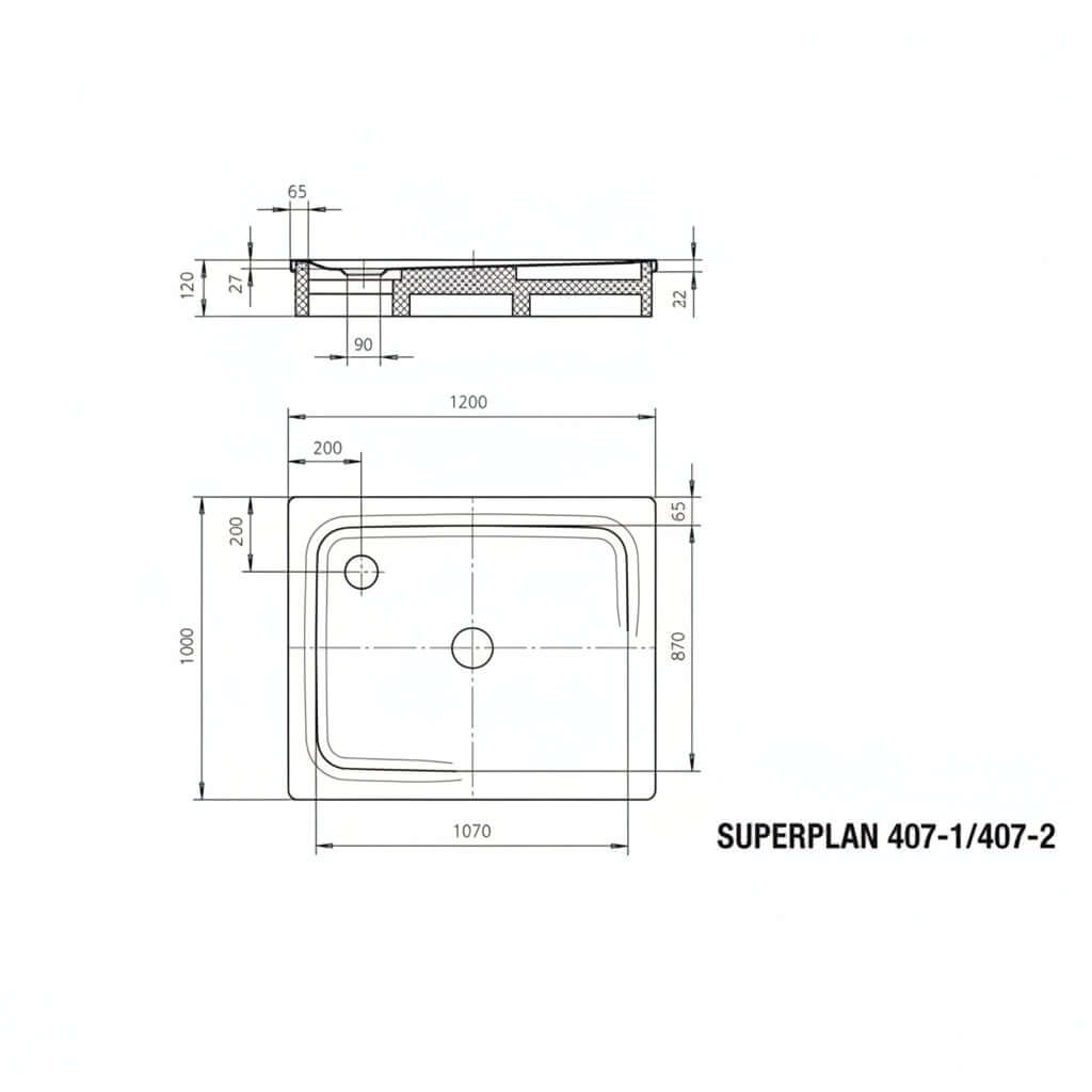 Kaldewei Superplan Rectangular White Shower Tray 1200 x 1000mm