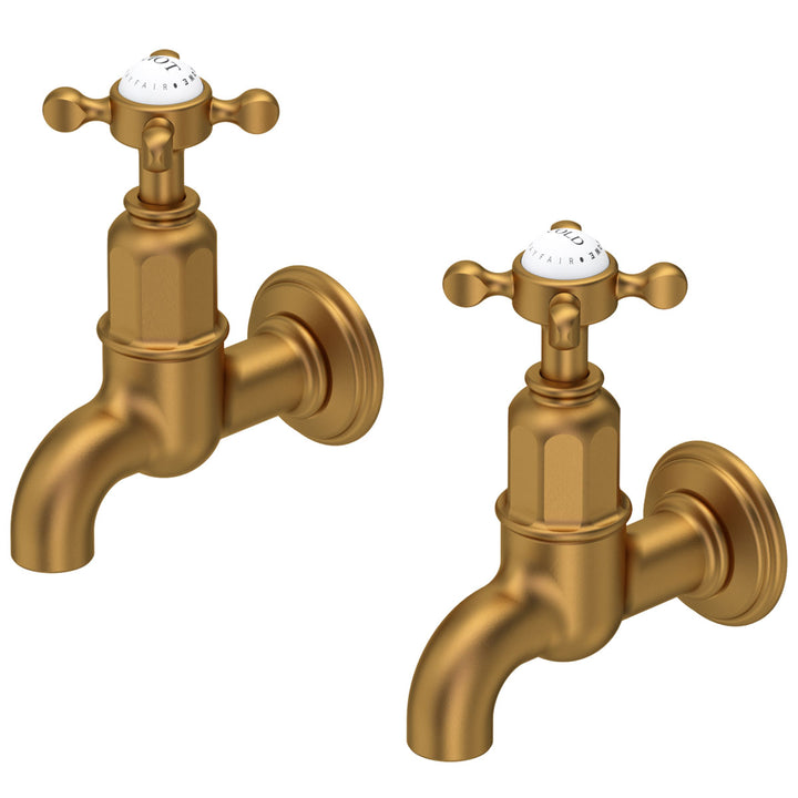 Perrin & Rowe Mayan Cross Handle Wall Mounted Sink Taps with Classic Design
