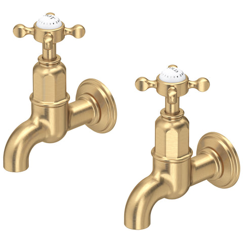 Perrin & Rowe Mayan Cross Handle Wall Mounted Sink Taps with Classic Design