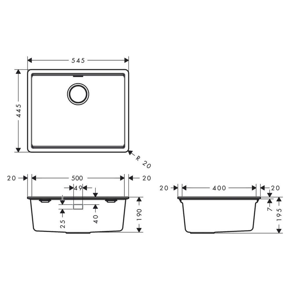 Hansgrohe S530-F500 1.0 Bowl Built-in Kitchen Sink With Manual Drain Kit