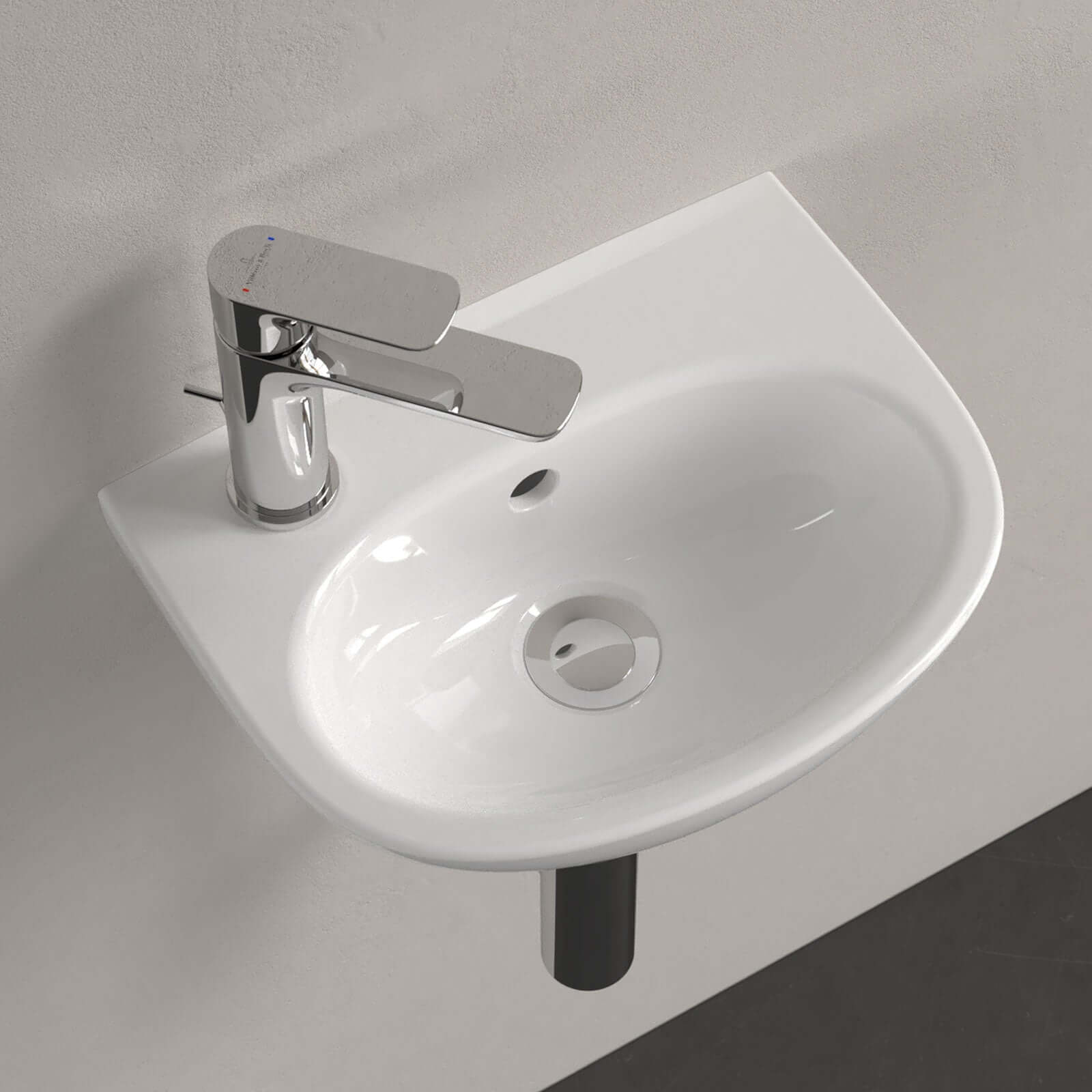 Villeroy & Boch O.novo 360x275 White Alpin 1TH Wall Hung LH Handwash Basin with Overflow