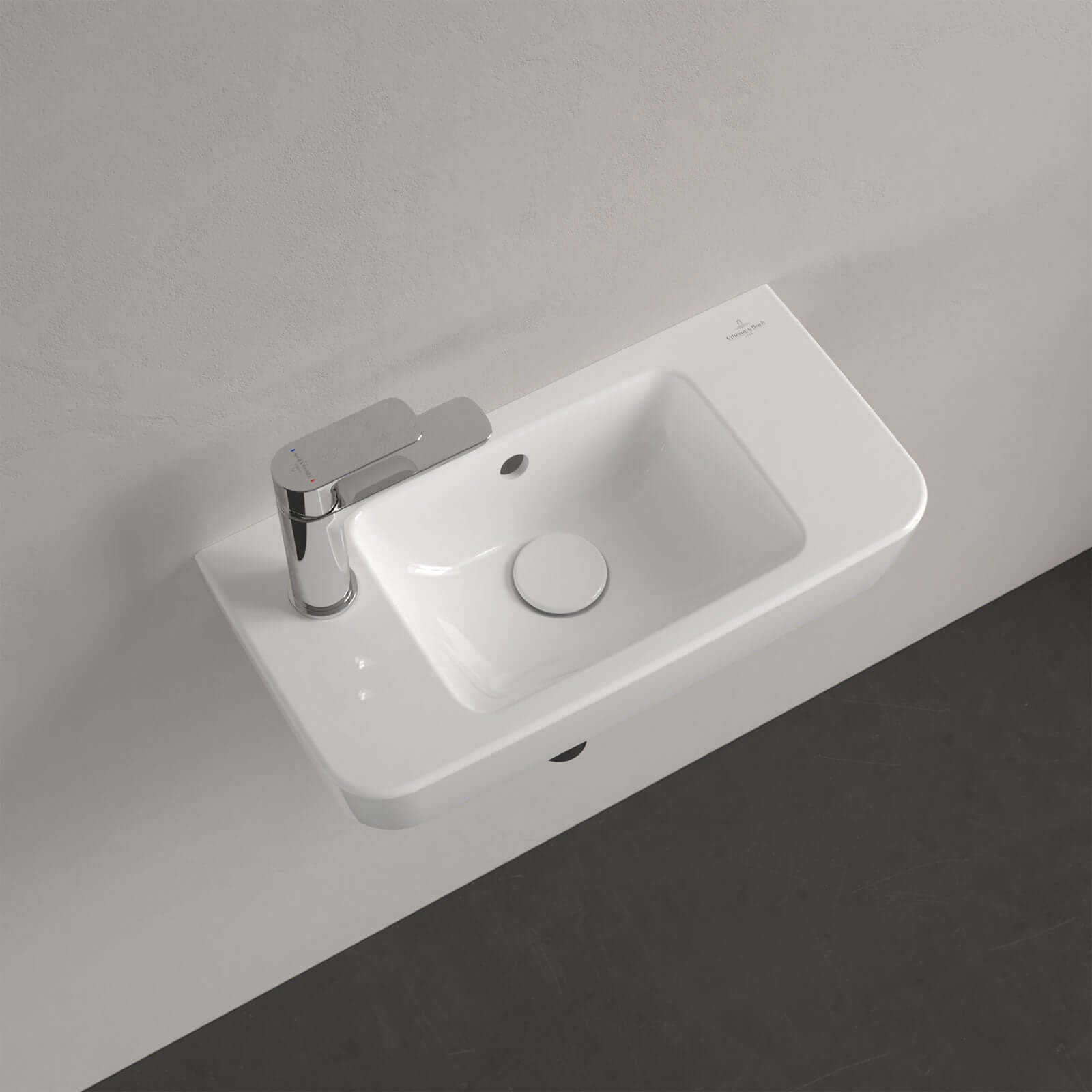 Villeroy & Boch O.novo 500x250 White Alpin Compact Wall Hung LH Handwash Basin with Overflow