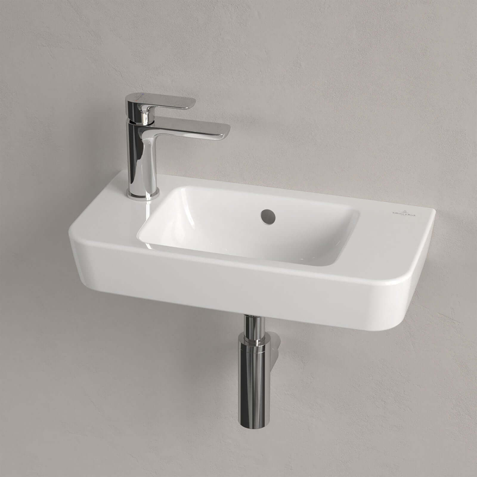 Villeroy & Boch O.novo 500x250 White Alpin Compact Wall Hung LH Handwash Basin with Overflow