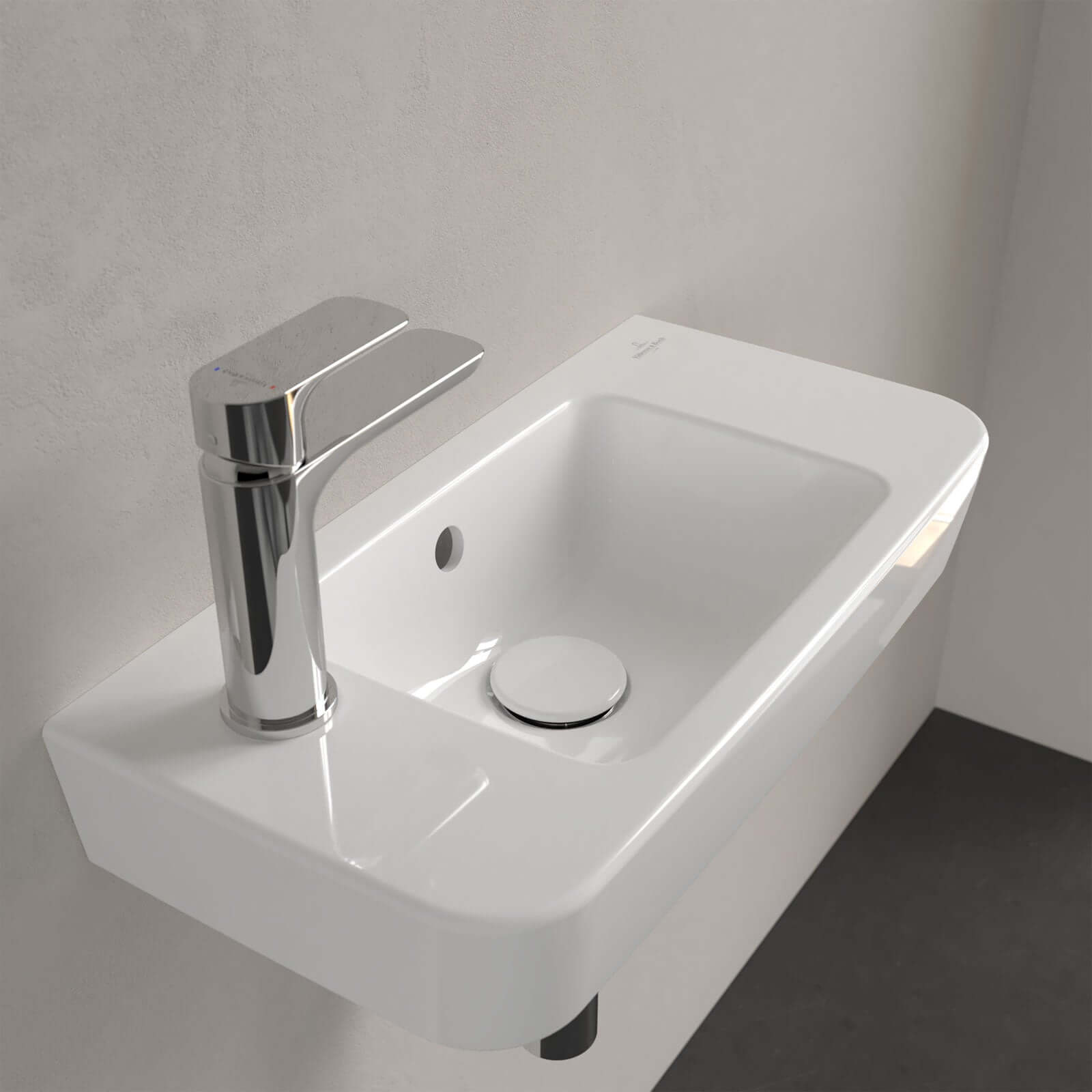 Villeroy & Boch O.novo 500x250 White Alpin Compact Wall Hung LH Handwash Basin with Overflow